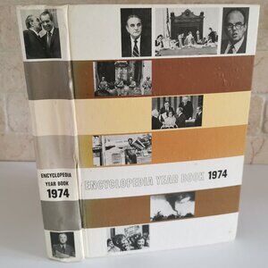 1974 Year Book Encyclopedia Vintage Birthday Gift Annual Recap Grolier Gen X